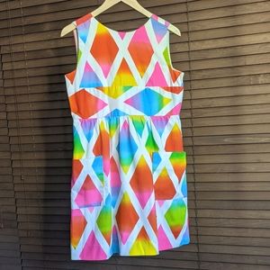 Vintage rainbow wrap around smock dress